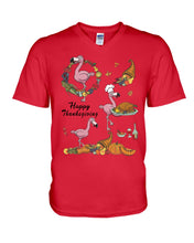 Load image into Gallery viewer, Flamingo Happy Thanksgiving Guys V-Neck
