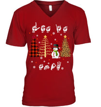 Load image into Gallery viewer, Let It Snow Christmas Snowman Asl Gift Tee Guys V-Neck