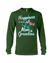 Load image into Gallery viewer, Happiness Is Being A Mom &amp; Grandma Black T-Shirt Unisex Long Sleeve