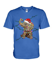 Load image into Gallery viewer, Elephant Color Light Christmas Gift Tee Guys V-Neck
