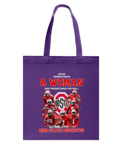 Load image into Gallery viewer, Woman Loves Ohio States Buckeyes American Football Ncaa 2019 T-Shirt Basketweave Tote Bag