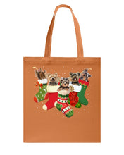 Load image into Gallery viewer, Yorkies In The Socks For Yorkie Lovers Christmas Gift Basketweave Tote Bag