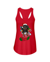 Load image into Gallery viewer, Dachshund In A Sock Christmas Cute Gift For Dachshunds Lovers Ladies Flowy Tank
