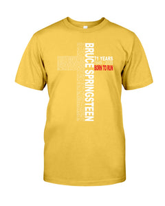 71 Years Born To Run Bruce Springteen Black T-Shirt Guys Tee